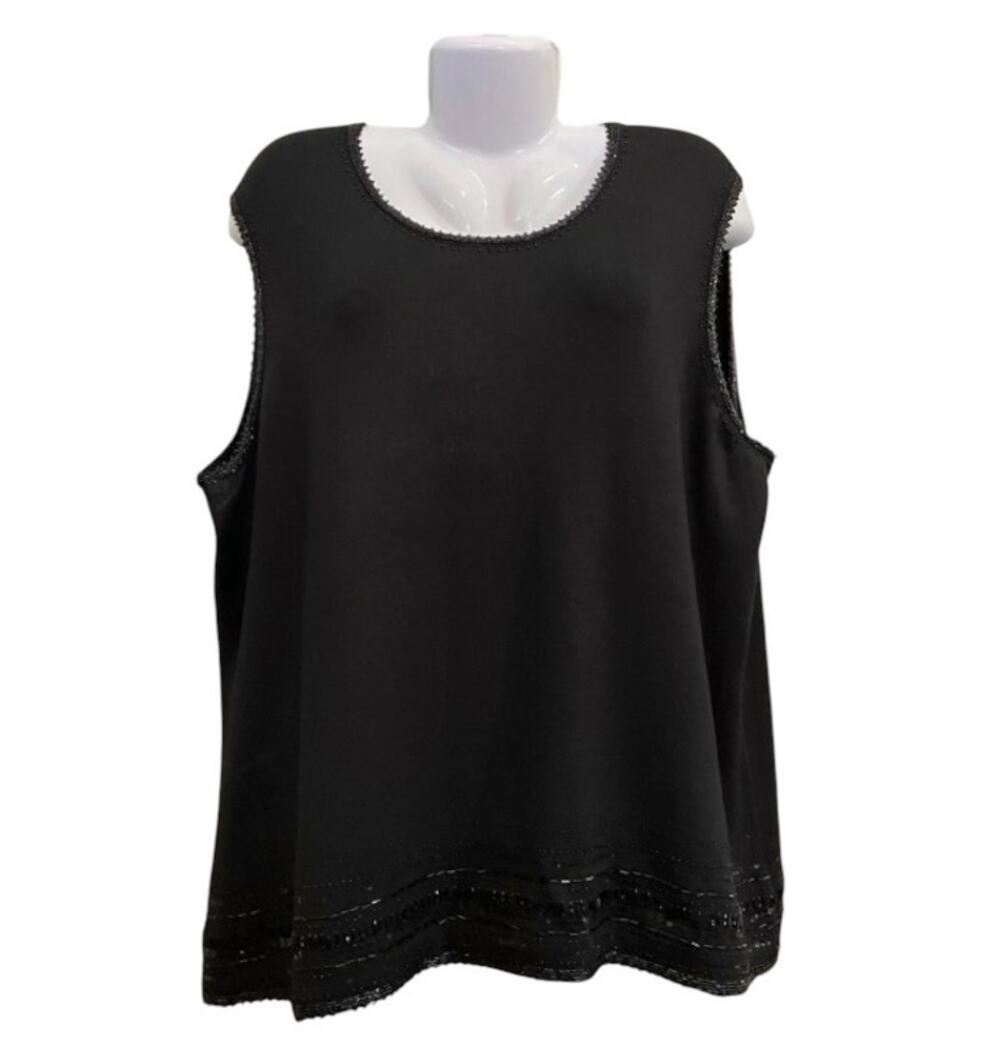 Talbots Women's Black Beaded Jewel Neck Silk Blend Sleeveless Knit Sweater SZ 3X